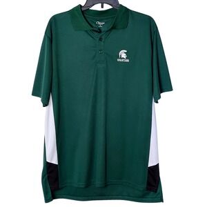 CHILIWEAR MICHIGAN STATE SPARTANS GREEN‎ WHITE POLO MENS LARGE